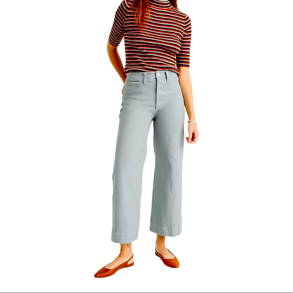 Madewell Emmett Teal Wide-Leg Crop Pants